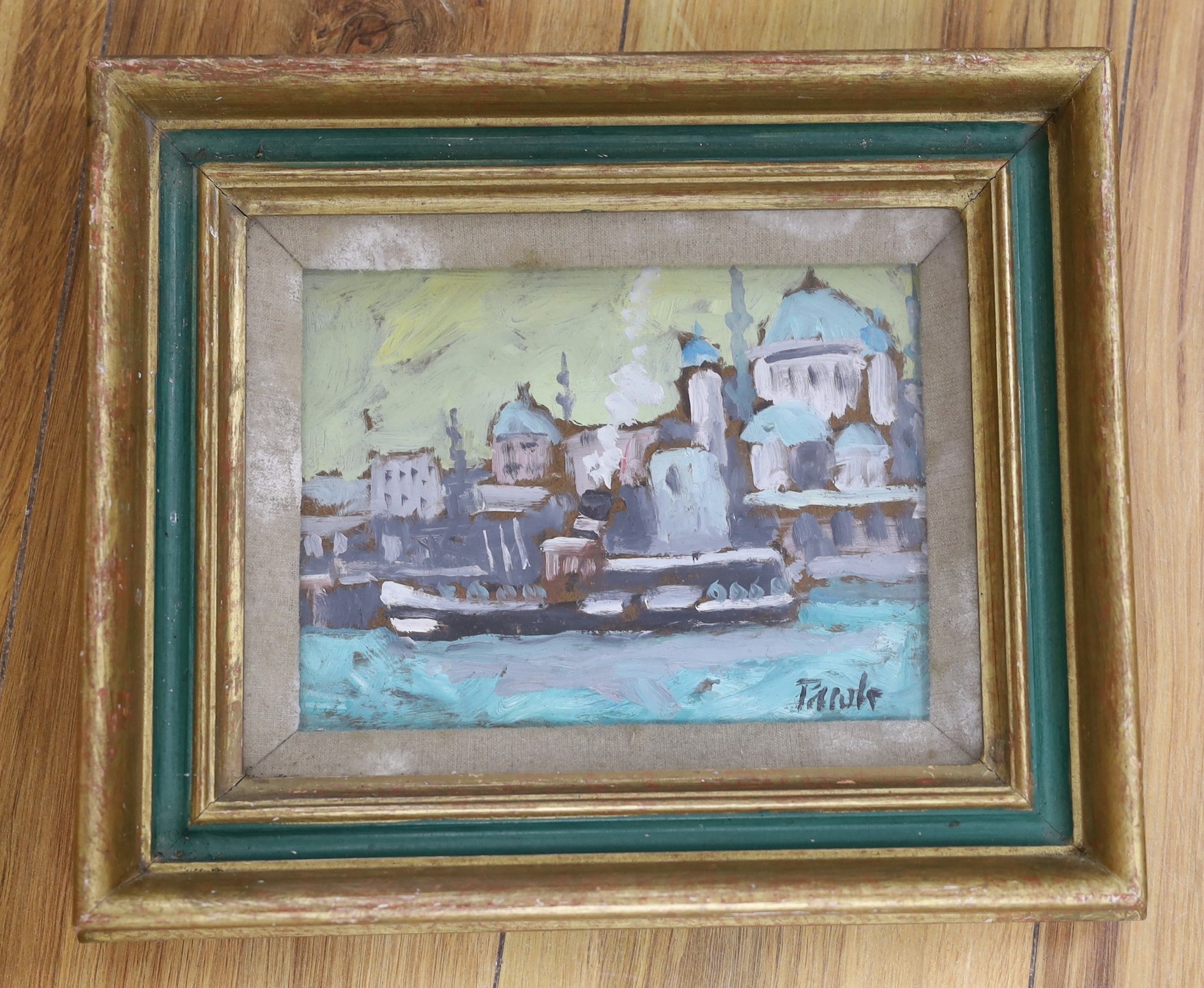 John Pawle (1915-2010), oil on board, 'Istanbul', signed, dated 1989 verso, 14 x 19cm